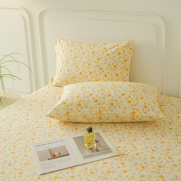 91家纺网 家纺一手货源 找家纺 斯卡诺家纺 2025新款秋冬爆款古法水洗棉单床笠床笠三件套枕套 花漾-床笠