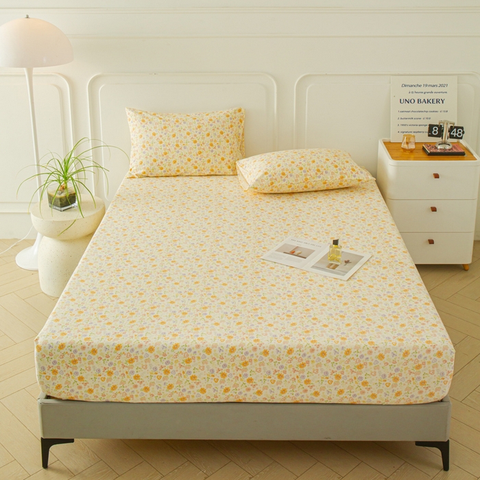 91家纺网 家纺一手货源 找家纺 斯卡诺家纺 2025新款秋冬爆款古法水洗棉单床笠床笠三件套枕套 花漾-床笠