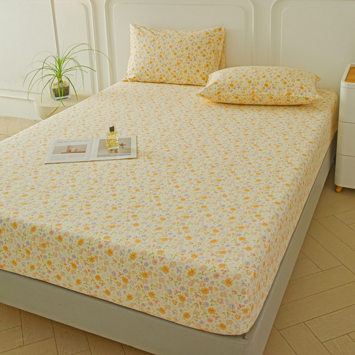 91家纺网 家纺一手货源 找家纺 斯卡诺家纺 2025新款秋冬爆款古法水洗棉单床笠床笠三件套枕套 花漾-床笠