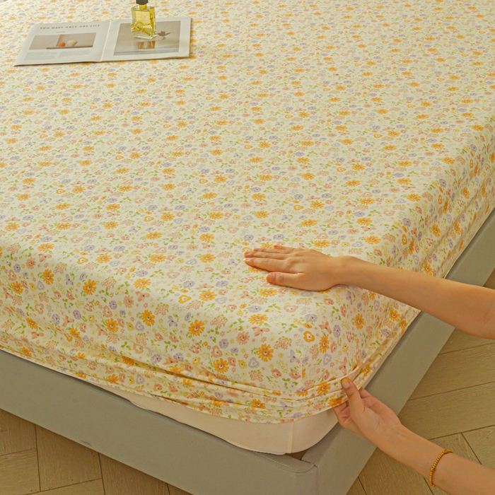 91家纺网 家纺一手货源 找家纺 斯卡诺家纺 2025新款秋冬爆款古法水洗棉单床笠床笠三件套枕套 花漾-床笠