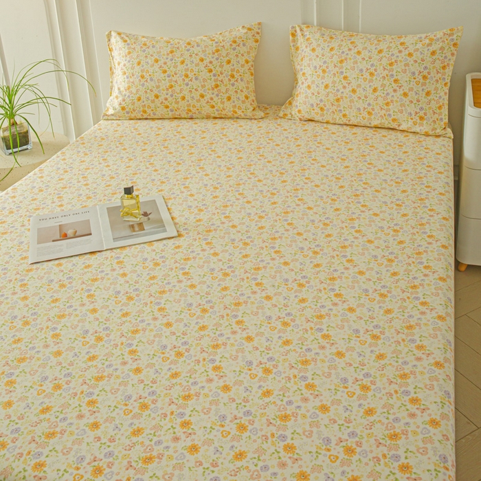 91家纺网 家纺一手货源 找家纺 斯卡诺家纺 2025新款秋冬爆款古法水洗棉单床笠床笠三件套枕套 花漾-床笠