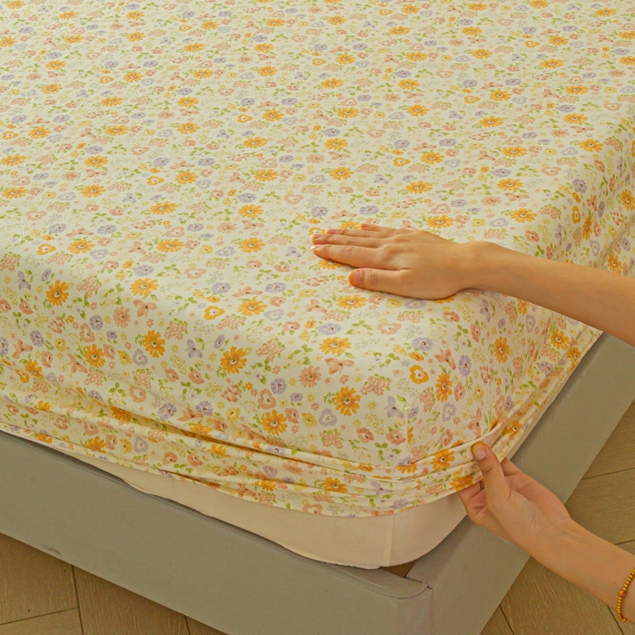 91家纺网 家纺一手货源 找家纺 斯卡诺家纺 2025新款秋冬爆款古法水洗棉单床笠床笠三件套枕套 花漾-床笠