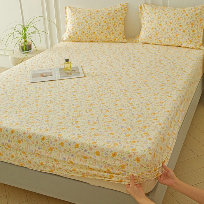 91家纺网 家纺一手货源 找家纺 斯卡诺家纺 2025新款秋冬爆款古法水洗棉单床笠床笠三件套枕套 花漾-床笠