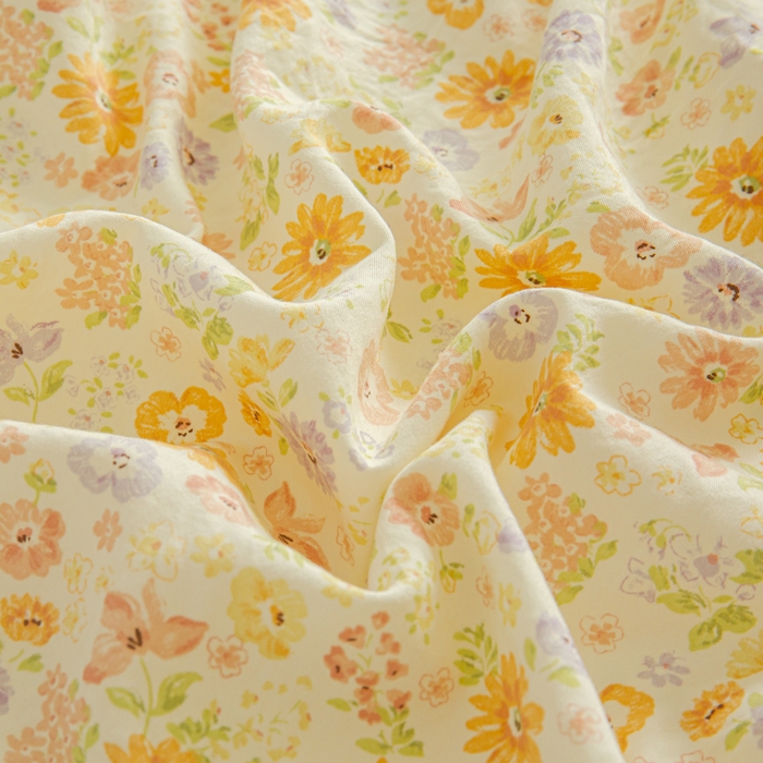 91家纺网 家纺一手货源 找家纺 斯卡诺家纺 2025新款秋冬爆款古法水洗棉单床笠床笠三件套枕套 花漾-床笠