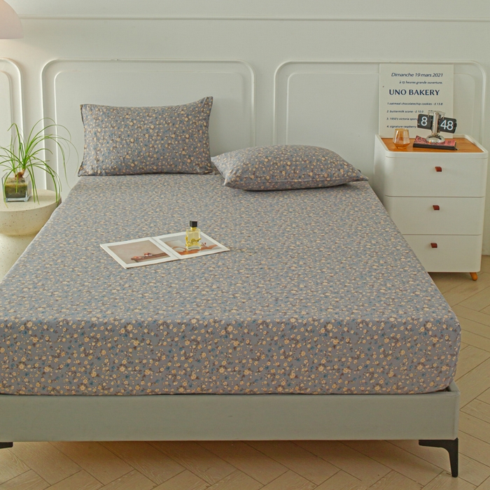 91家纺网 家纺一手货源 找家纺 斯卡诺家纺 2025新款秋冬爆款古法水洗棉单床笠床笠三件套枕套 晚风-床笠