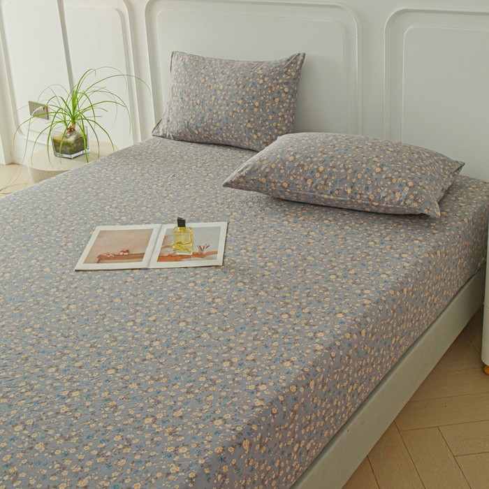 91家纺网 家纺一手货源 找家纺 斯卡诺家纺 2025新款秋冬爆款古法水洗棉单床笠床笠三件套枕套 晚风-床笠