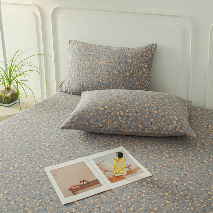 91家纺网 家纺一手货源 找家纺 斯卡诺家纺 2025新款秋冬爆款古法水洗棉单床笠床笠三件套枕套 晚风-床笠