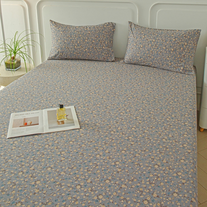 91家纺网 家纺一手货源 找家纺 斯卡诺家纺 2025新款秋冬爆款古法水洗棉单床笠床笠三件套枕套 晚风-床笠