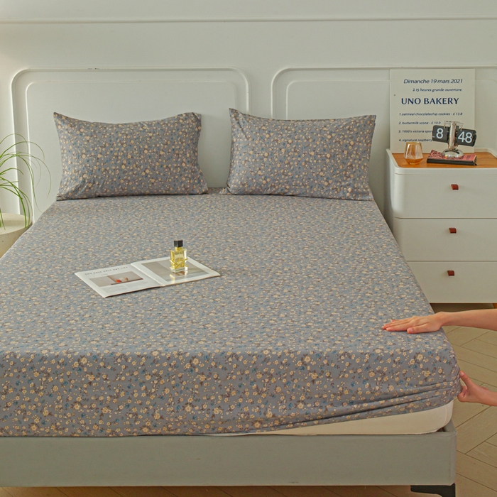 91家纺网 家纺一手货源 找家纺 斯卡诺家纺 2025新款秋冬爆款古法水洗棉单床笠床笠三件套枕套 晚风-床笠