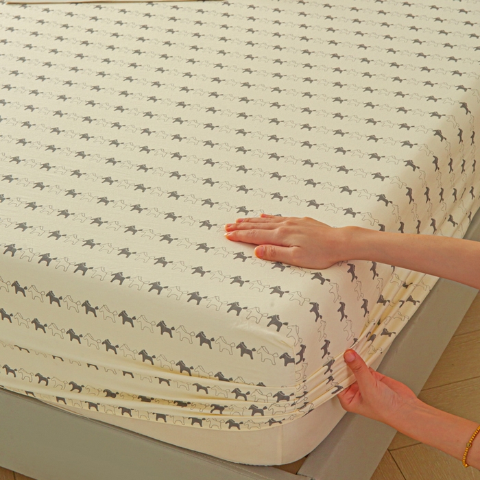 91家纺网 家纺一手货源 找家纺 斯卡诺家纺 2025新款秋冬爆款古法水洗棉单床笠床笠三件套枕套 小木马-床笠