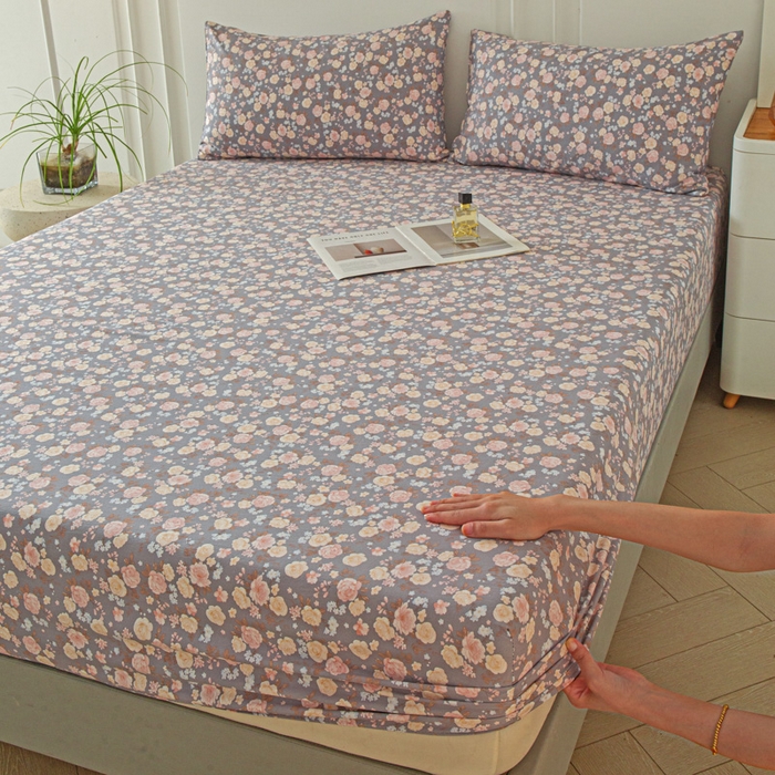 斯卡诺家纺 2025新款秋冬爆款古法水洗棉单床笠床笠三件套枕套 一见倾心-床笠