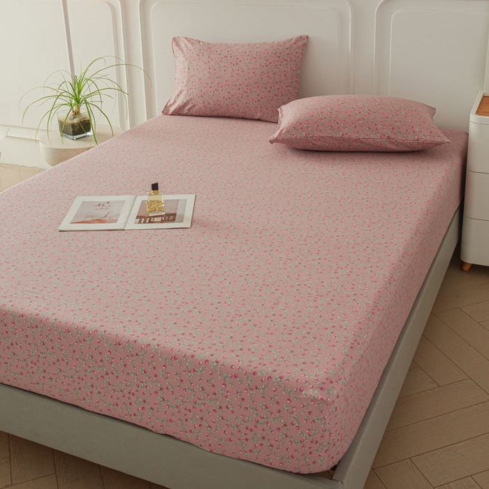 91家纺网 家纺一手货源 找家纺 斯卡诺家纺 2025新款秋冬爆款古法水洗棉单床笠床笠三件套枕套 樱桃季床笠