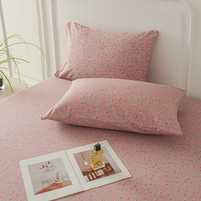 91家纺网 家纺一手货源 找家纺 斯卡诺家纺 2025新款秋冬爆款古法水洗棉单床笠床笠三件套枕套 樱桃季床笠