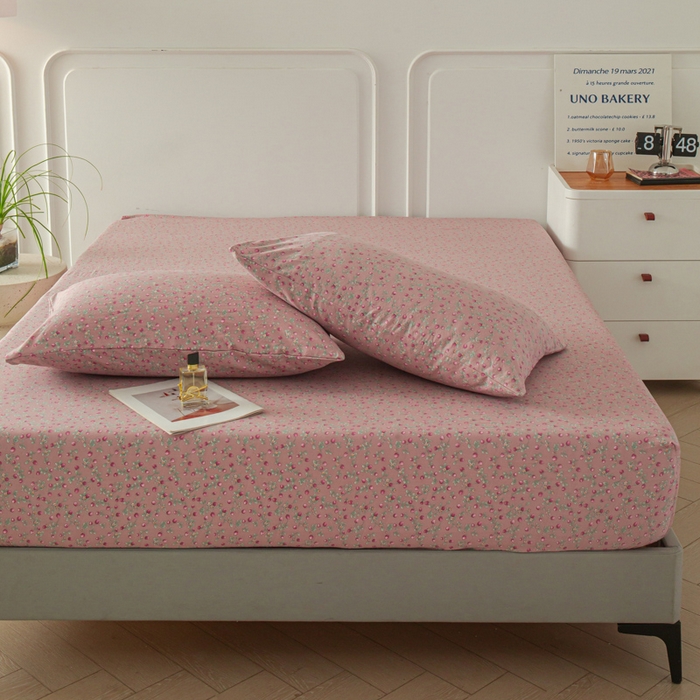 91家纺网 家纺一手货源 找家纺 斯卡诺家纺 2025新款秋冬爆款古法水洗棉单床笠床笠三件套枕套 樱桃季床笠