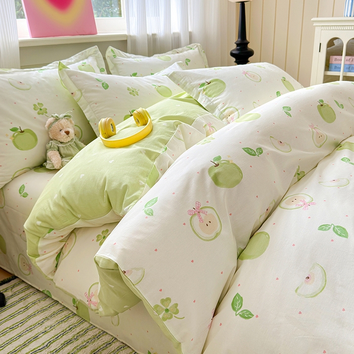 91家纺网 家纺一手货源 找家纺 拾物记 2025新款A类12868全棉纯棉四件套-提供买家秀和质检报告 苹果派对