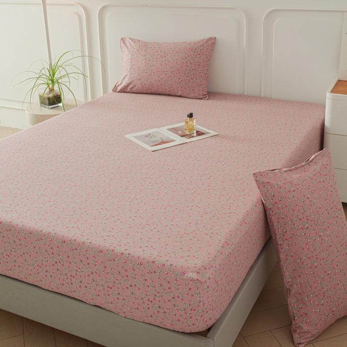 91家纺网 家纺一手货源 找家纺 斯卡诺家纺 2025新款秋冬爆款古法水洗棉单床笠床笠三件套枕套 樱桃季床笠