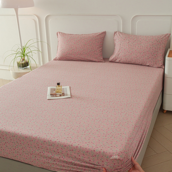 91家纺网 家纺一手货源 找家纺 斯卡诺家纺 2025新款秋冬爆款古法水洗棉单床笠床笠三件套枕套 樱桃季床笠