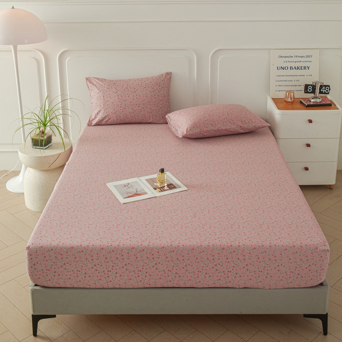 91家纺网 家纺一手货源 找家纺 斯卡诺家纺 2025新款秋冬爆款古法水洗棉单床笠床笠三件套枕套 樱桃季床笠