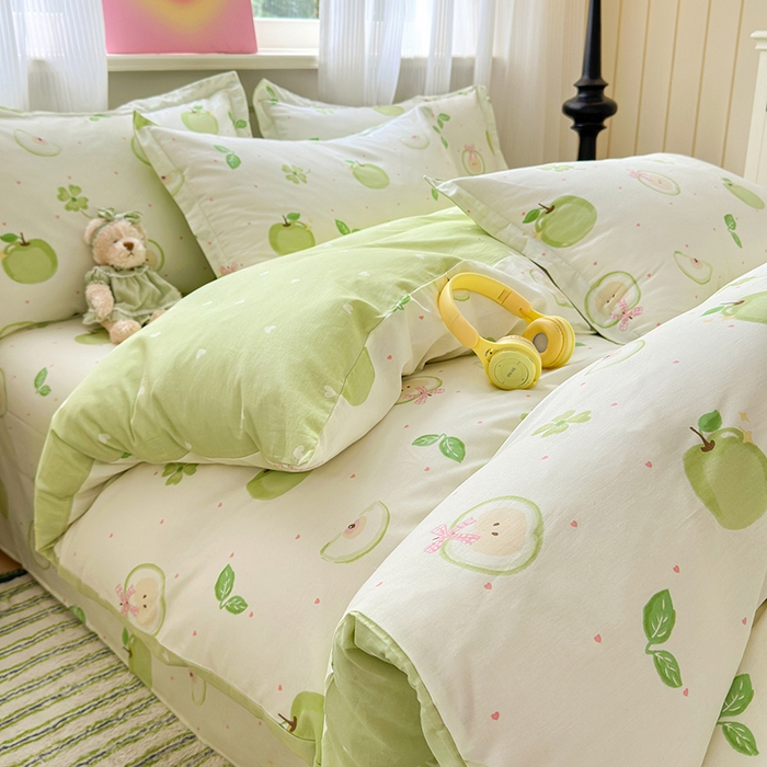 91家纺网 家纺一手货源 找家纺 拾物记 2025新款A类12868全棉纯棉四件套-提供买家秀和质检报告 苹果派对