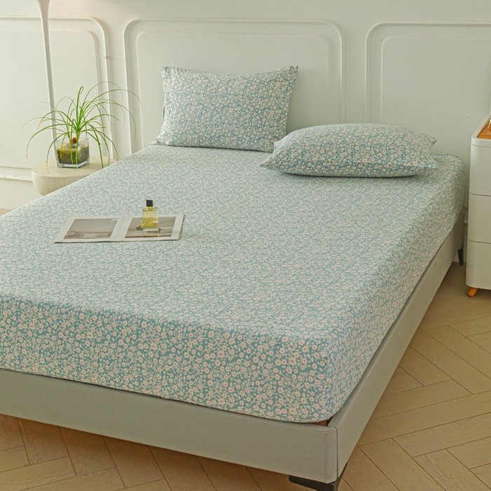 91家纺网 家纺一手货源 找家纺 斯卡诺家纺 2025新款秋冬爆款古法水洗棉单床笠床笠三件套枕套 雨沫-床笠