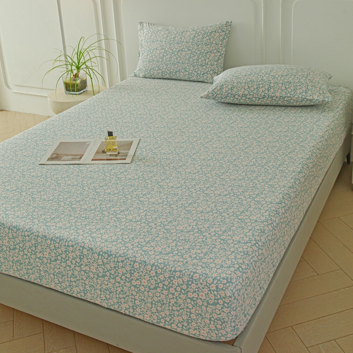 91家纺网 家纺一手货源 找家纺 斯卡诺家纺 2025新款秋冬爆款古法水洗棉单床笠床笠三件套枕套 雨沫-床笠