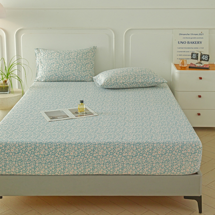 91家纺网 家纺一手货源 找家纺 斯卡诺家纺 2025新款秋冬爆款古法水洗棉单床笠床笠三件套枕套 雨沫-床笠