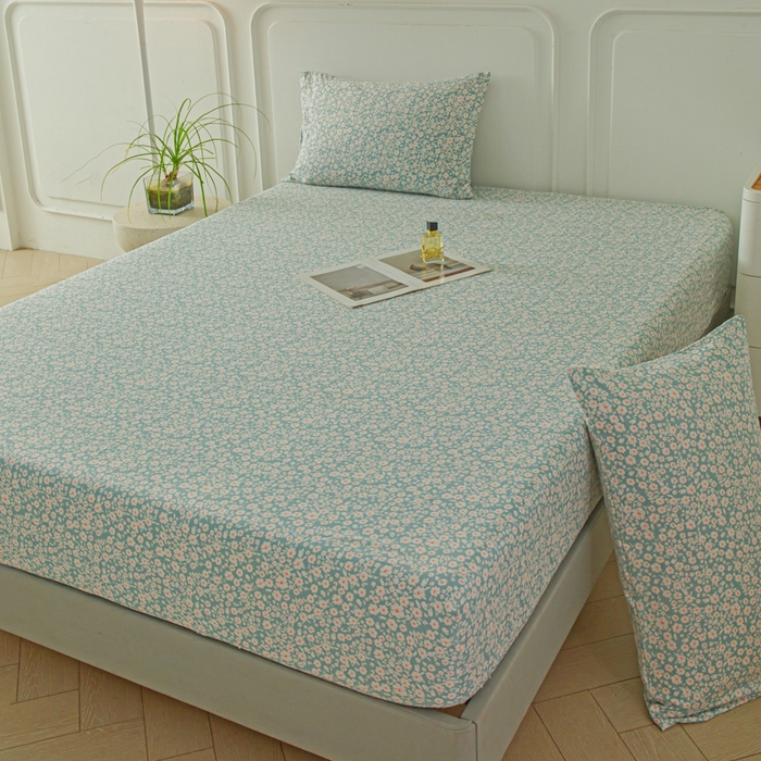 91家纺网 家纺一手货源 找家纺 斯卡诺家纺 2025新款秋冬爆款古法水洗棉单床笠床笠三件套枕套 雨沫-床笠