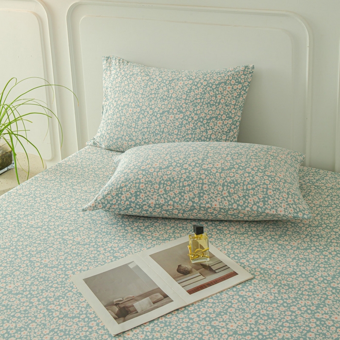 91家纺网 家纺一手货源 找家纺 斯卡诺家纺 2025新款秋冬爆款古法水洗棉单床笠床笠三件套枕套 雨沫-床笠