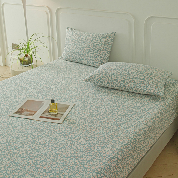 91家纺网 家纺一手货源 找家纺 斯卡诺家纺 2025新款秋冬爆款古法水洗棉单床笠床笠三件套枕套 雨沫-床笠