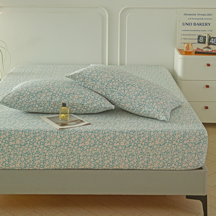 91家纺网 家纺一手货源 找家纺 斯卡诺家纺 2025新款秋冬爆款古法水洗棉单床笠床笠三件套枕套 雨沫-床笠