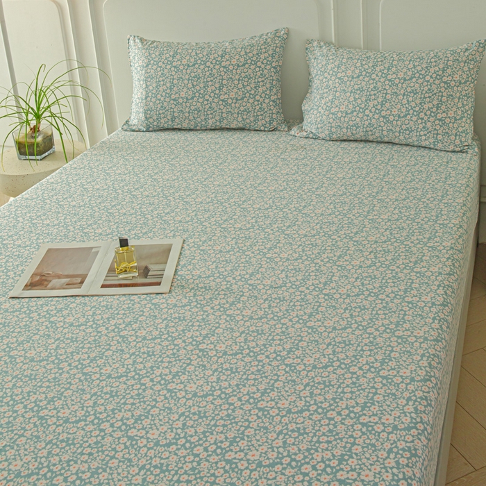 91家纺网 家纺一手货源 找家纺 斯卡诺家纺 2025新款秋冬爆款古法水洗棉单床笠床笠三件套枕套 雨沫-床笠