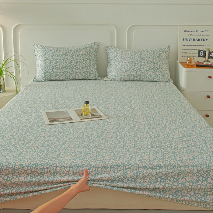 91家纺网 家纺一手货源 找家纺 斯卡诺家纺 2025新款秋冬爆款古法水洗棉单床笠床笠三件套枕套 雨沫-床笠