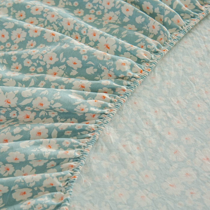 91家纺网 家纺一手货源 找家纺 斯卡诺家纺 2025新款秋冬爆款古法水洗棉单床笠床笠三件套枕套 雨沫-床笠