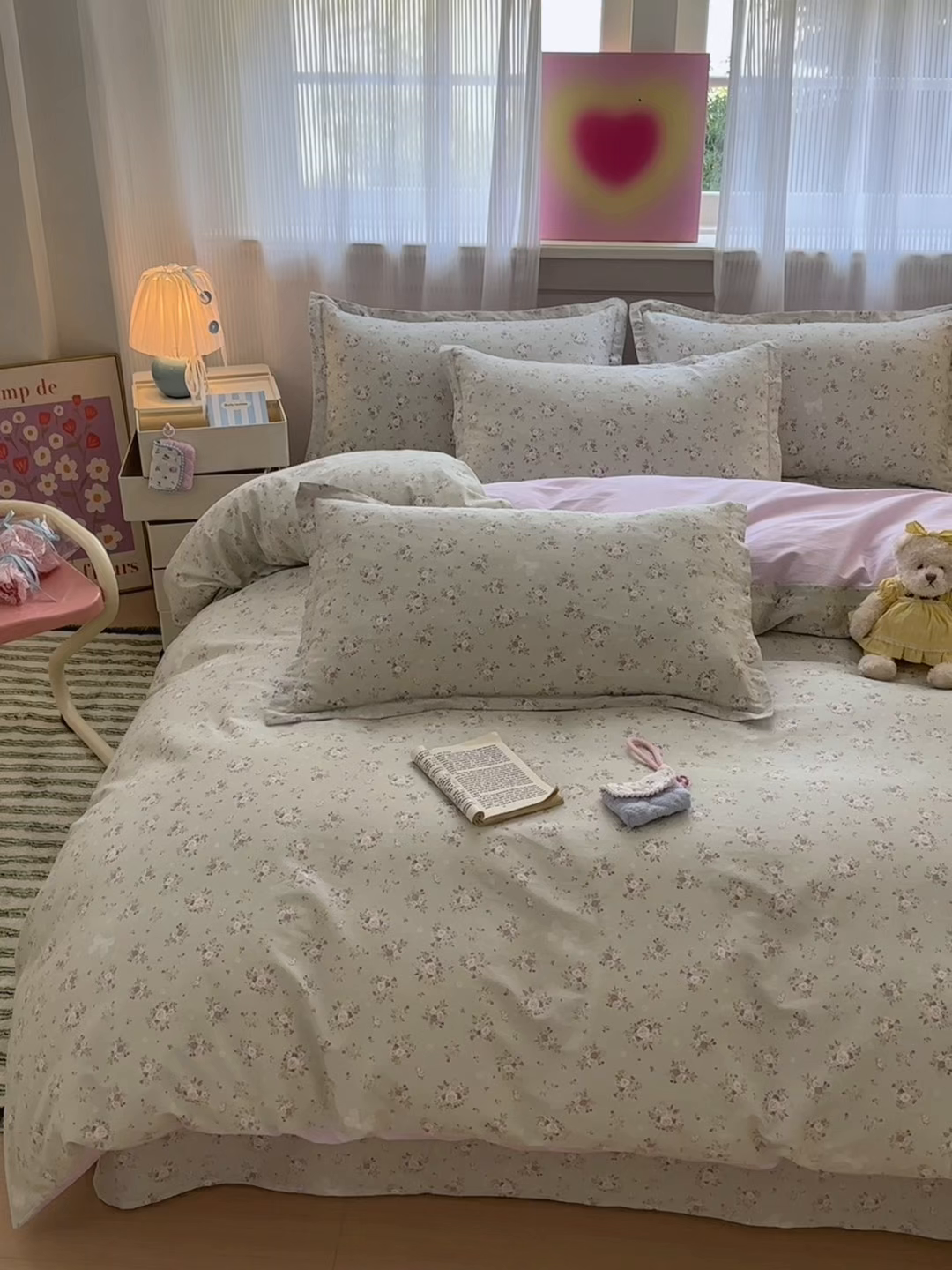 91家纺网 家纺一手货源 找家纺 拾物记 2025新款A类12868全棉纯棉四件套-提供买家秀和质检报告 浅夏雏菊-绿