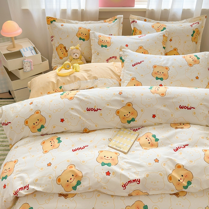 91家纺网 家纺一手货源 找家纺 拾物记 2025新款A类12868全棉纯棉四件套-提供买家秀和质检报告 瑞迪熊