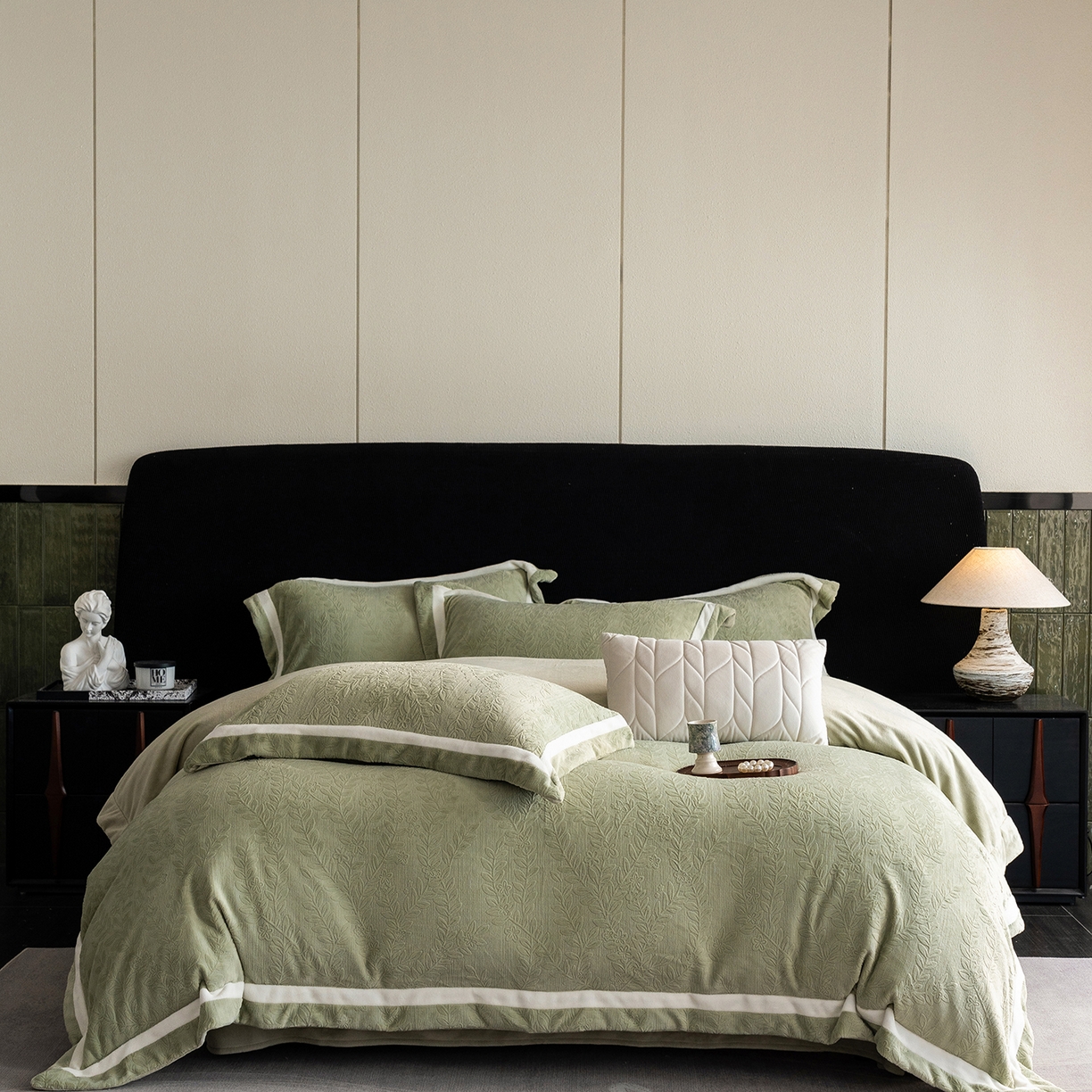 91家纺网 家纺一手货源 找家纺 （总）蓝梦 2025新款全消光雕花牛奶绒系列-唛叶