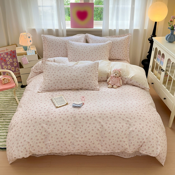 拾物记 2025新款A类12868全棉纯棉四件套-提供买家秀和质检报告 疏影梦境-粉