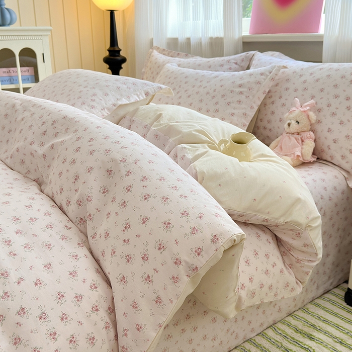 91家纺网 家纺一手货源 找家纺 拾物记 2025新款A类12868全棉纯棉四件套-提供买家秀和质检报告 疏影梦境-粉