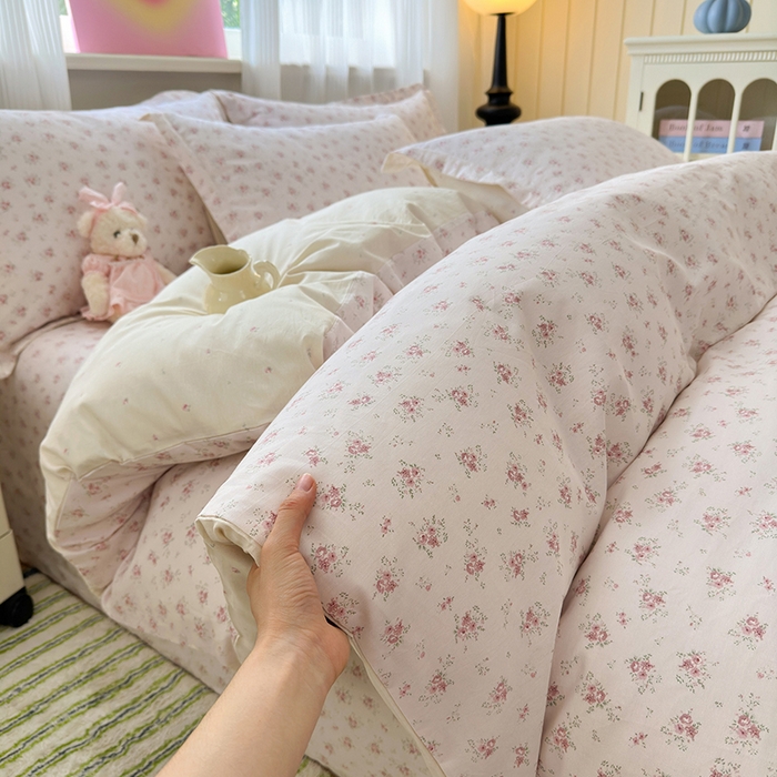 91家纺网 家纺一手货源 找家纺 拾物记 2025新款A类12868全棉纯棉四件套-提供买家秀和质检报告 疏影梦境-粉