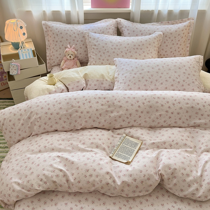 91家纺网 家纺一手货源 找家纺 拾物记 2025新款A类12868全棉纯棉四件套-提供买家秀和质检报告 疏影梦境-粉