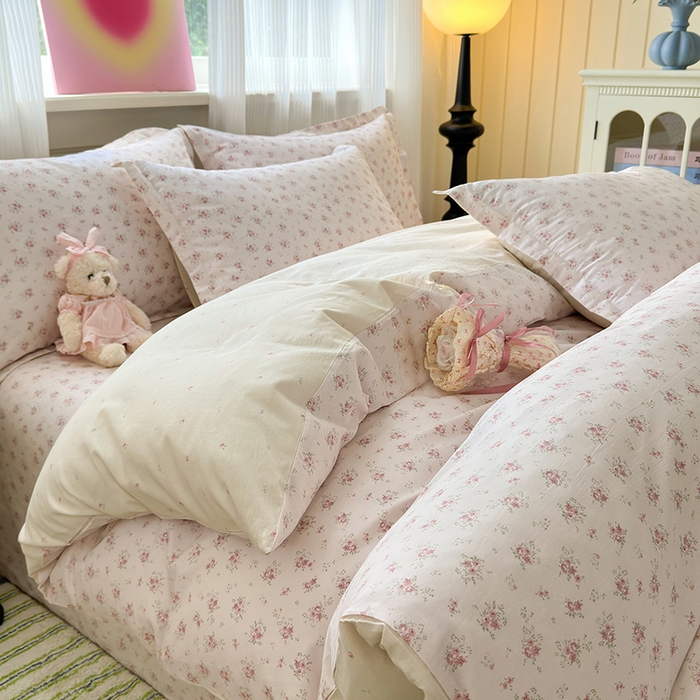 91家纺网 家纺一手货源 找家纺 拾物记 2025新款A类12868全棉纯棉四件套-提供买家秀和质检报告 疏影梦境-粉