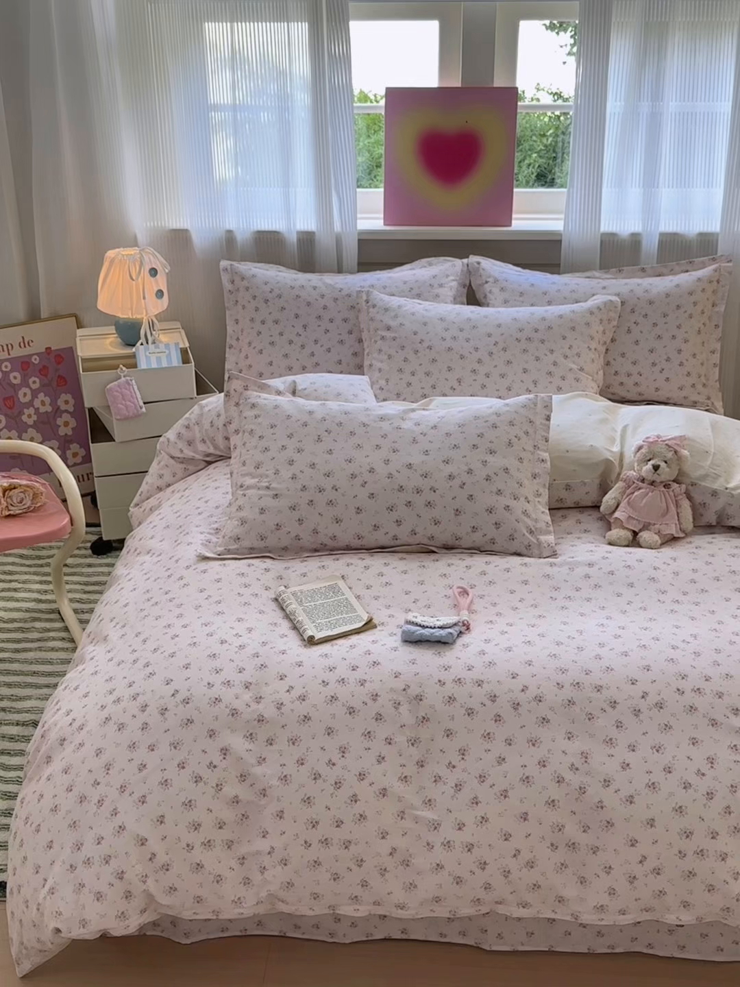 91家纺网 家纺一手货源 找家纺 拾物记 2025新款A类12868全棉纯棉四件套-提供买家秀和质检报告 疏影梦境-粉