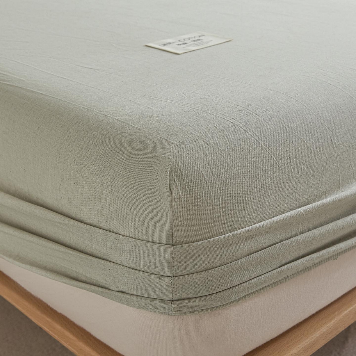 91家纺网 家纺一手货源 找家纺 涵宸家纺 2025新款色织棉麻四件套系列-单床笠 棉麻-浅绿