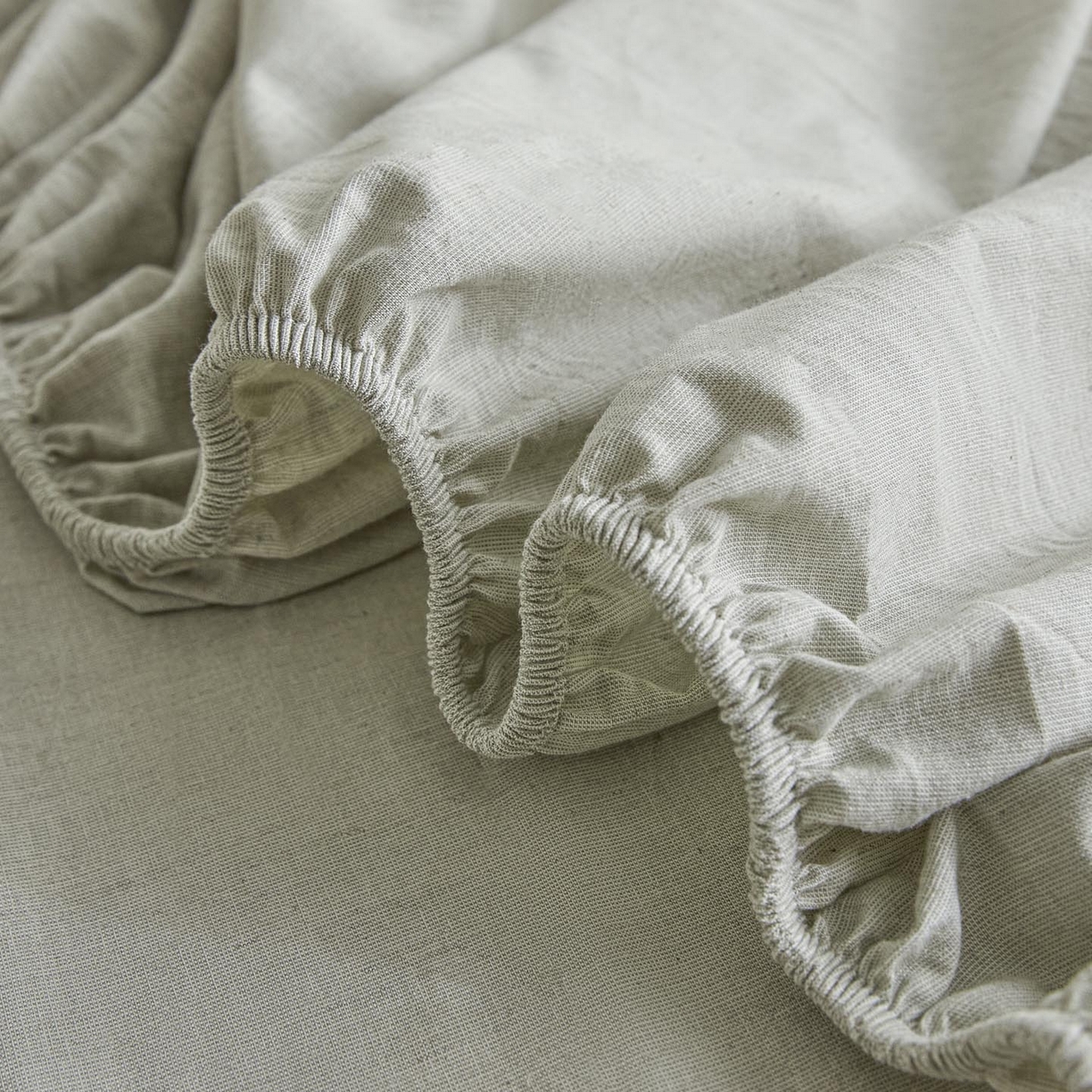 91家纺网 家纺一手货源 找家纺 涵宸家纺 2025新款色织棉麻四件套系列-单床笠 棉麻-浅绿