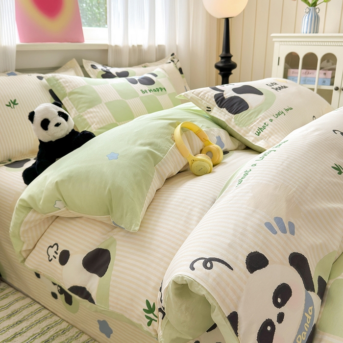 91家纺网 家纺一手货源 找家纺 拾物记 2025新款A类12868全棉纯棉四件套-提供买家秀和质检报告 小熊猫