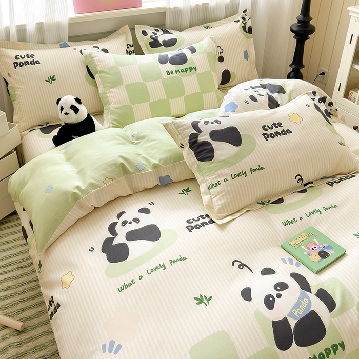 91家纺网 家纺一手货源 找家纺 拾物记 2025新款A类12868全棉纯棉四件套-提供买家秀和质检报告 小熊猫