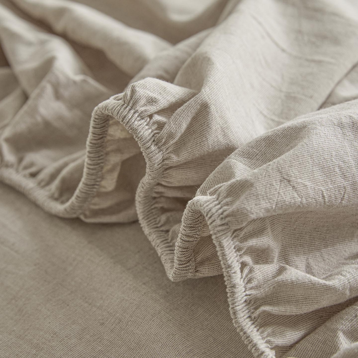 91家纺网 家纺一手货源 找家纺 涵宸家纺 2025新款色织棉麻四件套系列-单床笠 棉麻-浅驼