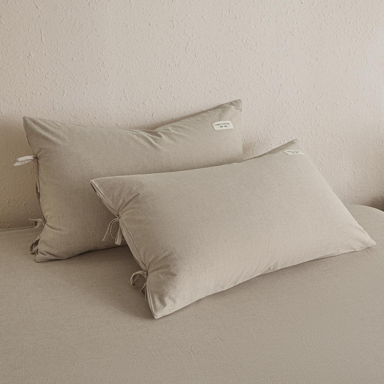 91家纺网 家纺一手货源 找家纺 涵宸家纺 2025新款色织棉麻四件套系列-单床笠 棉麻-浅驼