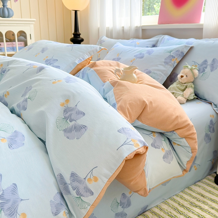 91家纺网 家纺一手货源 找家纺 拾物记 2025新款A类12868全棉纯棉四件套-提供买家秀和质检报告 银杏叶