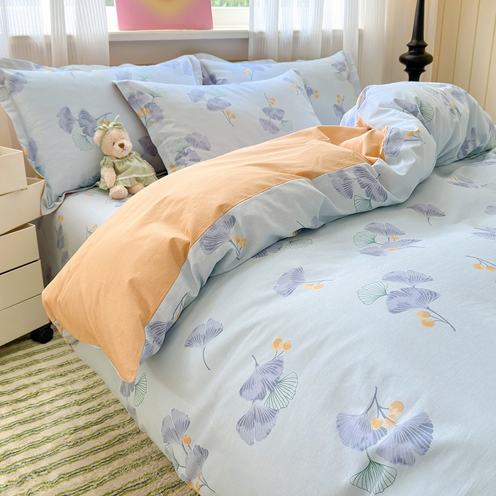 91家纺网 家纺一手货源 找家纺 拾物记 2025新款A类12868全棉纯棉四件套-提供买家秀和质检报告 银杏叶